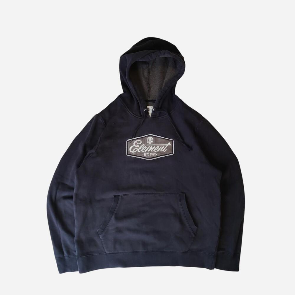 Element navy blue hoodie with fully embroidered logo